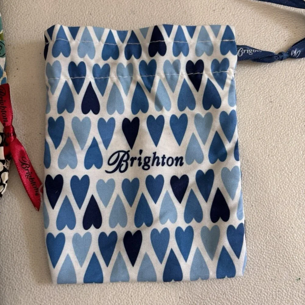 Brighton Cloth Jewelry Gift Bags Lot Of 3 Floral Hearts